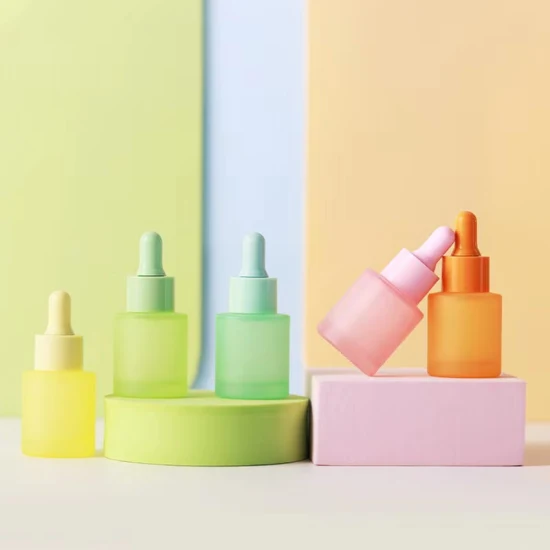 Frascos de vidro de soro de design colorido personalizados de fábrica para embalagem de cuidados com os cabelos Frasco 20 ml com conta-gotas