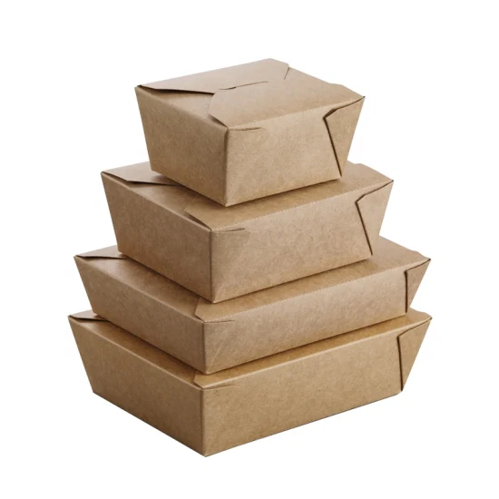 Embalagem de papel Kraft descartável personalizada Take Away Caixa de comida rápida Hambúrguer Cachorro-quente Frango frito Caixa de recipiente de comida