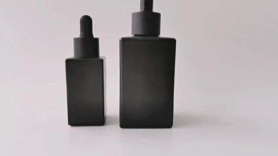 Garrafas conta-gotas de vidro cosmético Embalagem de óleo essencial de cabelo preto fosco de luxo Atacado Vazio 10ml 15ml 30ml 50ml 100ml 120ml Frasco de vidro de perfume fosco