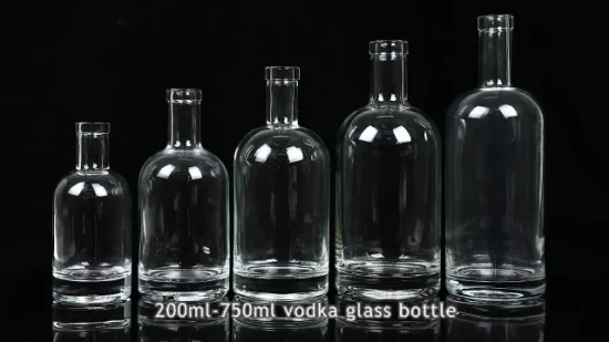 Estocado 375ml 500ml 700ml 1000ml Garrafa de vidro vazia de pintura offset para vodka licor vinho com tampa de rosca de cortiça de polímero